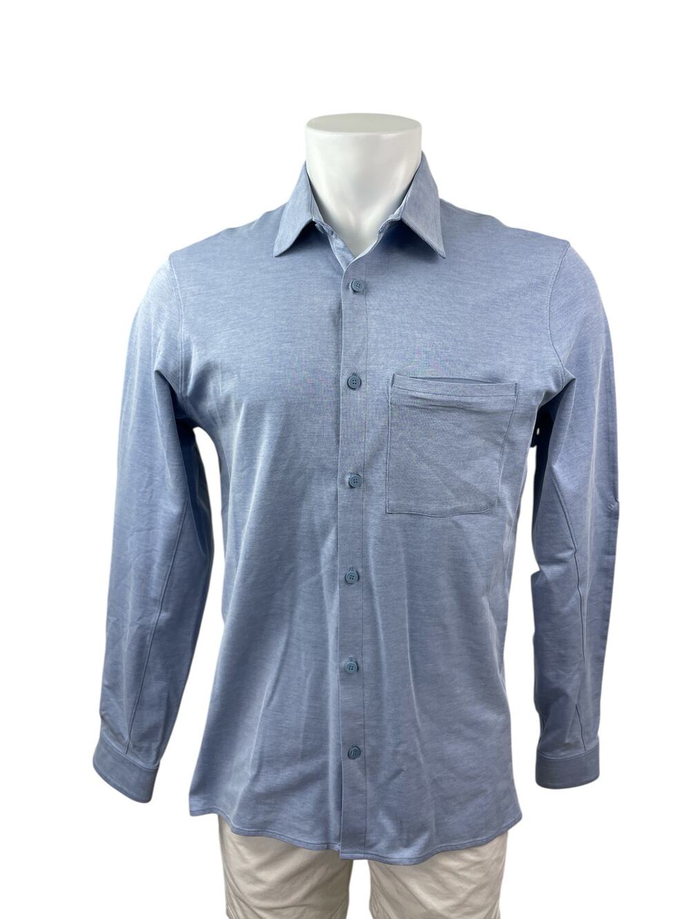 Lululemon Live In Practice Men's Blue Long Sleeve Button Down Shirt Top Size M